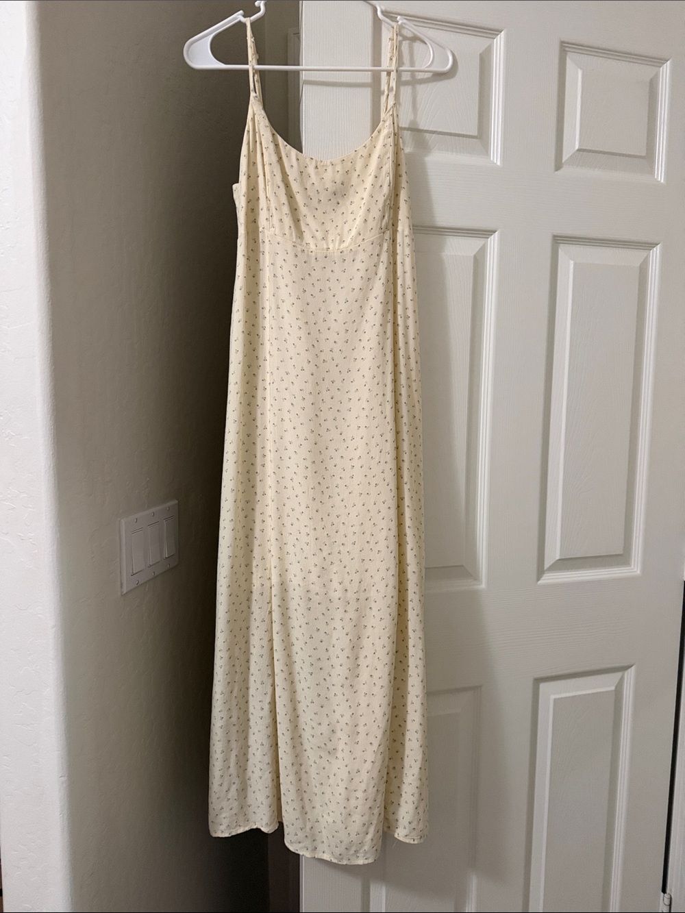 Brandy Melville Cream/ yellow Slip Maxi with Micro Floral Print